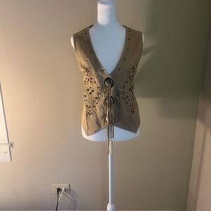 VINTAGE WESTERN COWBOY GLAM FESTIVAL/COACHELLA READYTan Embroidered Women's Vest